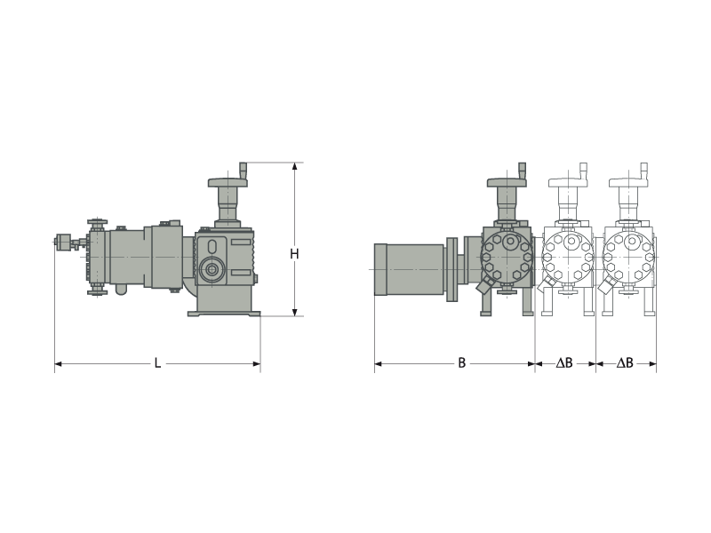LEWA ecoflow diaphragm metering pump dimensions